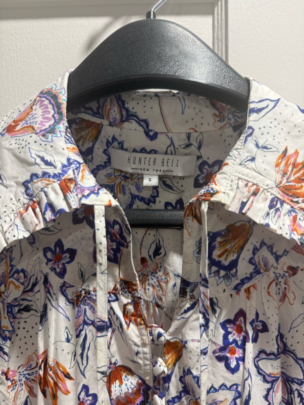 HUNTER BELL White Maxi Dress with Blue and Orange Floral Print - Picture 2 of 3